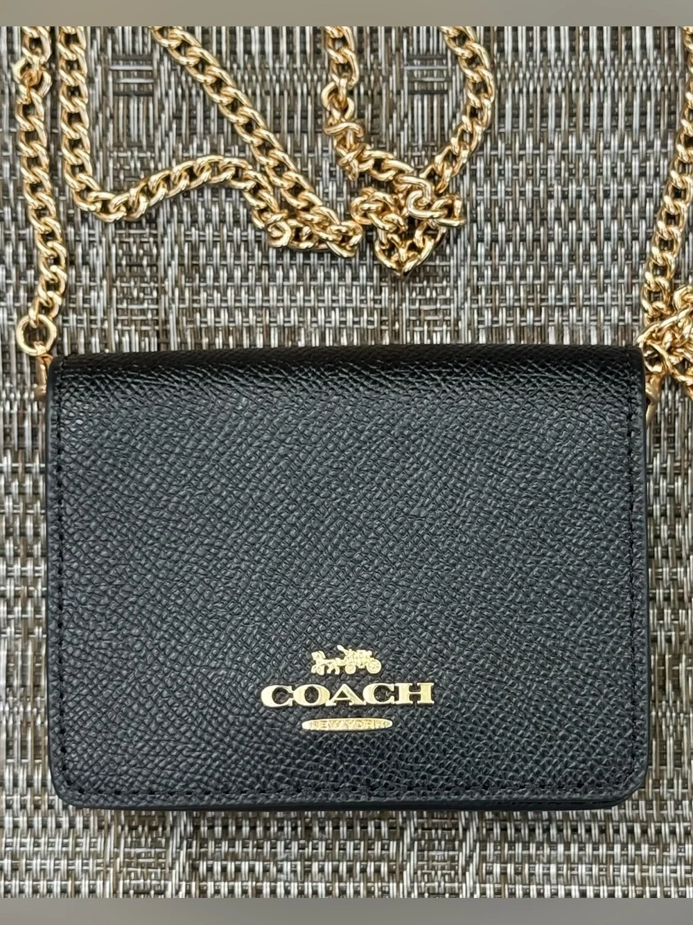 Coach Mini Wallet On A Chain Black Brand New!